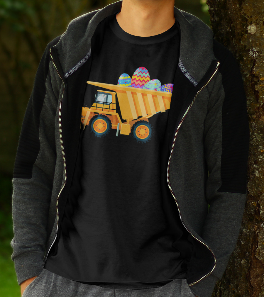 Easter Day Dump Truck With Colorful Eggs And Bunny Driver T-Shirt