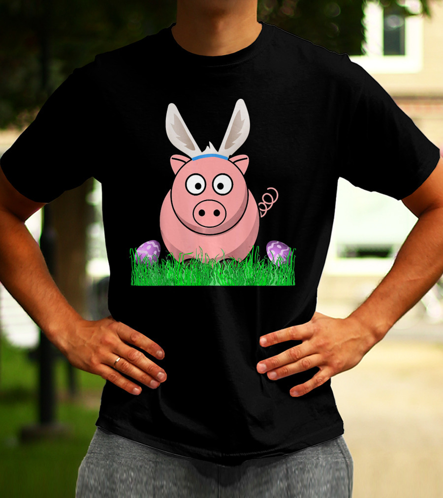 Easter Bunny Piglet With Eggs And Grass T-Shirt