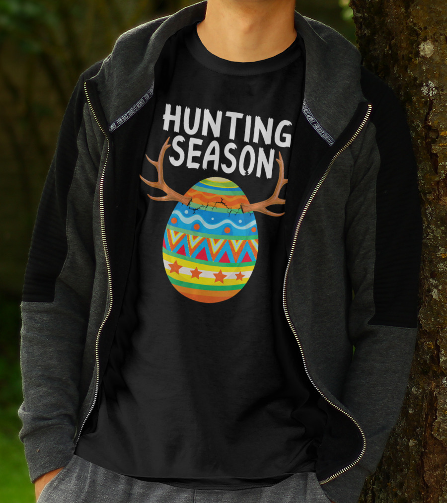 Hunting Season Easter Egg With Antlers T-Shirt