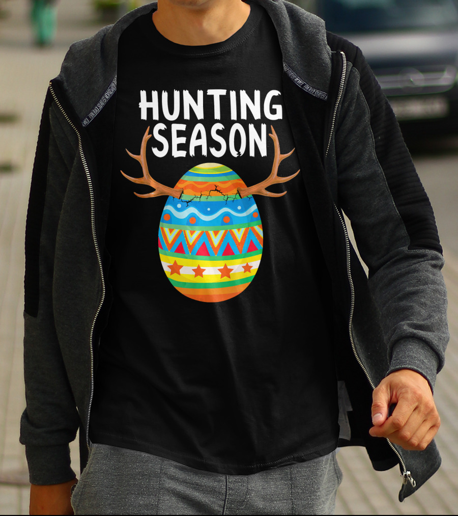 Hunting Season Easter Egg With Antlers T-Shirt