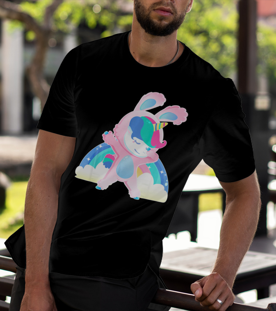 Unicorn Bunny Rabbit Costume Easter Rainbow Wings T-Shirt