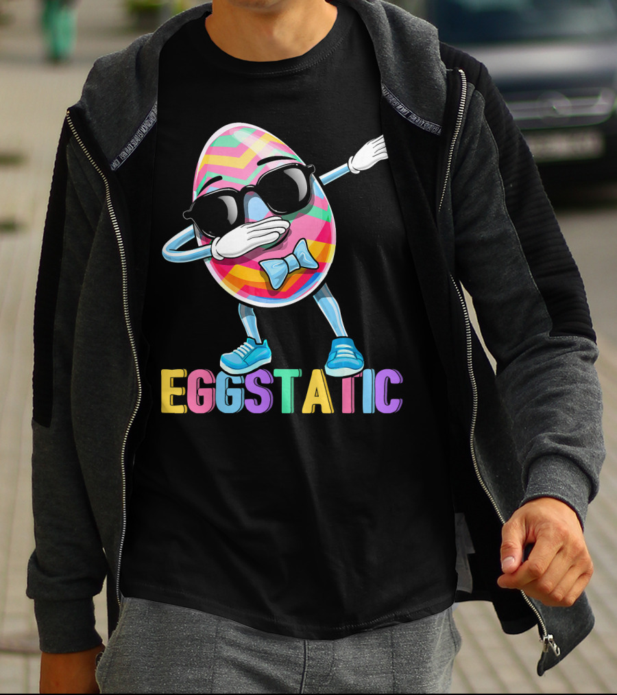 Eggstatic Colorful Dabbing Sunglasses Easter Egg T-Shirt