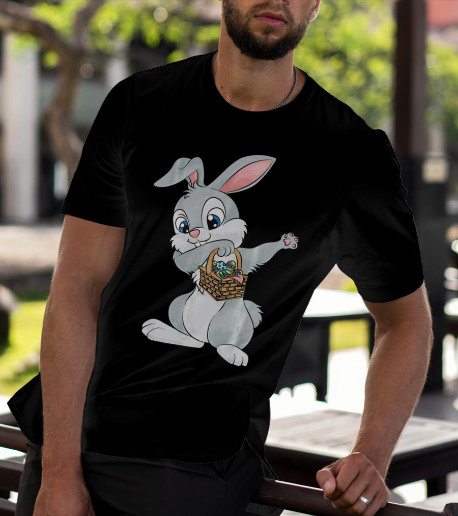 Dabbing Easter Bunny With Cute Basket Of Eggs T-Shirt