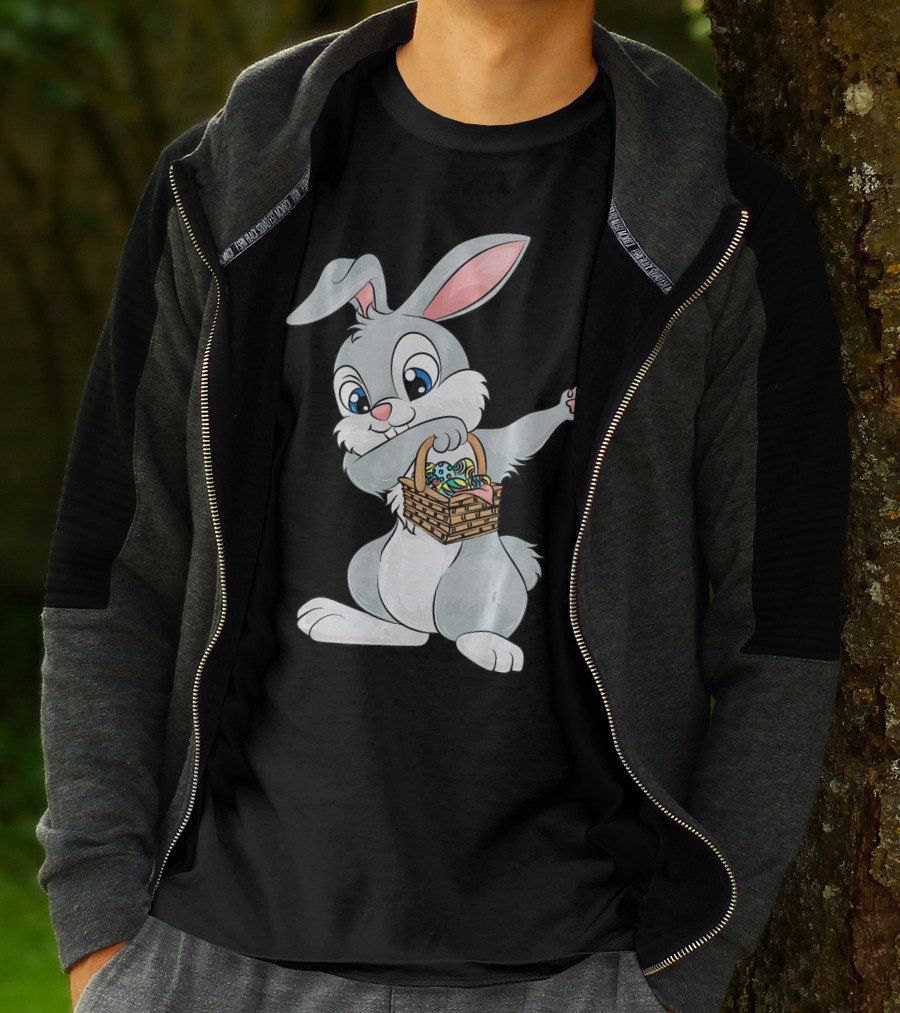 Dabbing Easter Bunny With Cute Basket Of Eggs T-Shirt