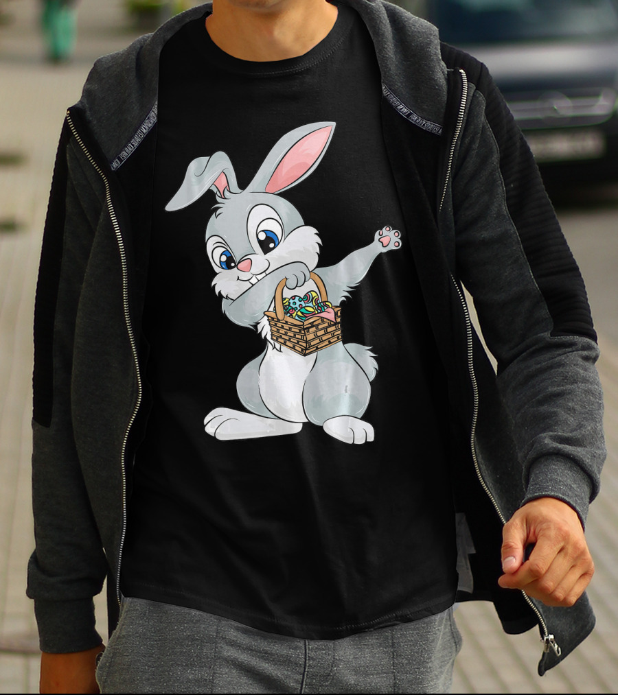 Dabbing Easter Bunny With Cute Basket Of Eggs T-Shirt