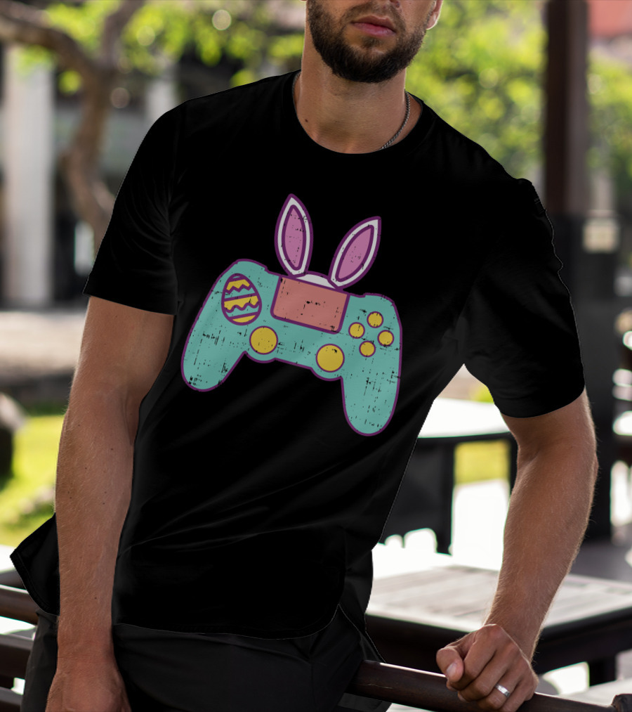 Easter Bunny Gamer Controller With Eggs Gaming Bunn T-Shirt