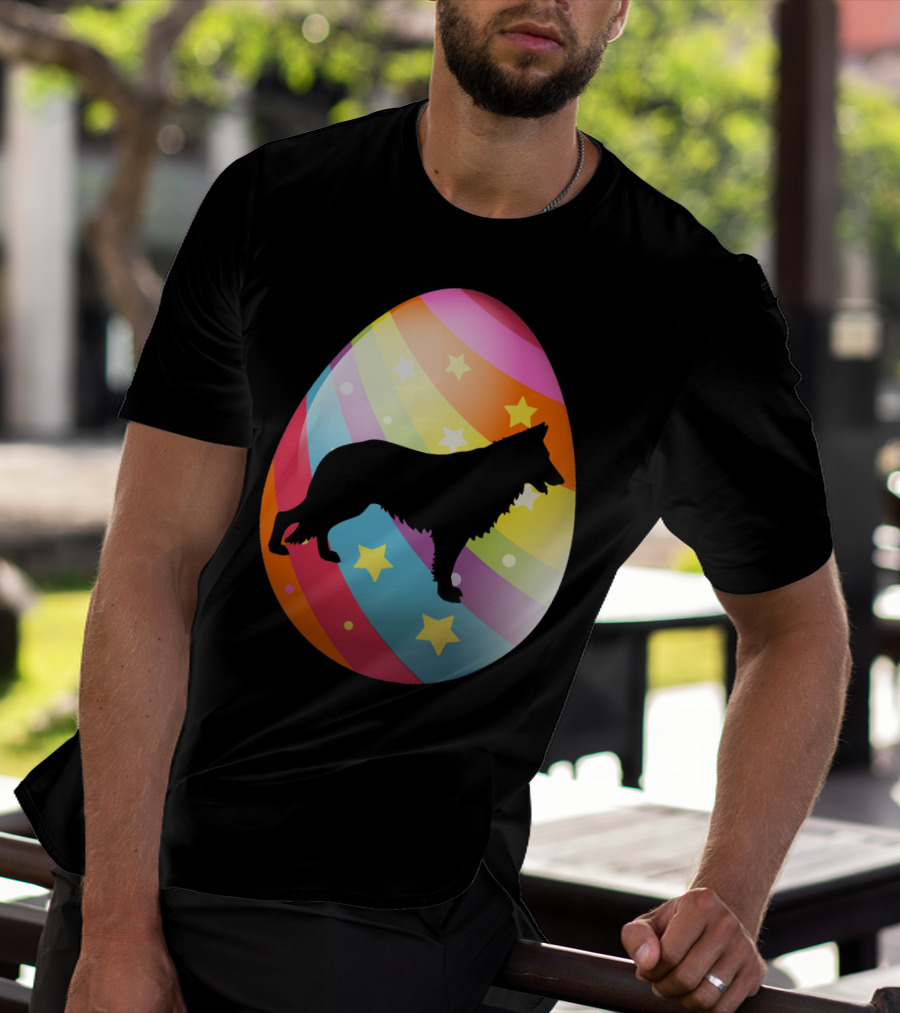German Shepherd Rainbow Stars Easter Egg T-Shirt