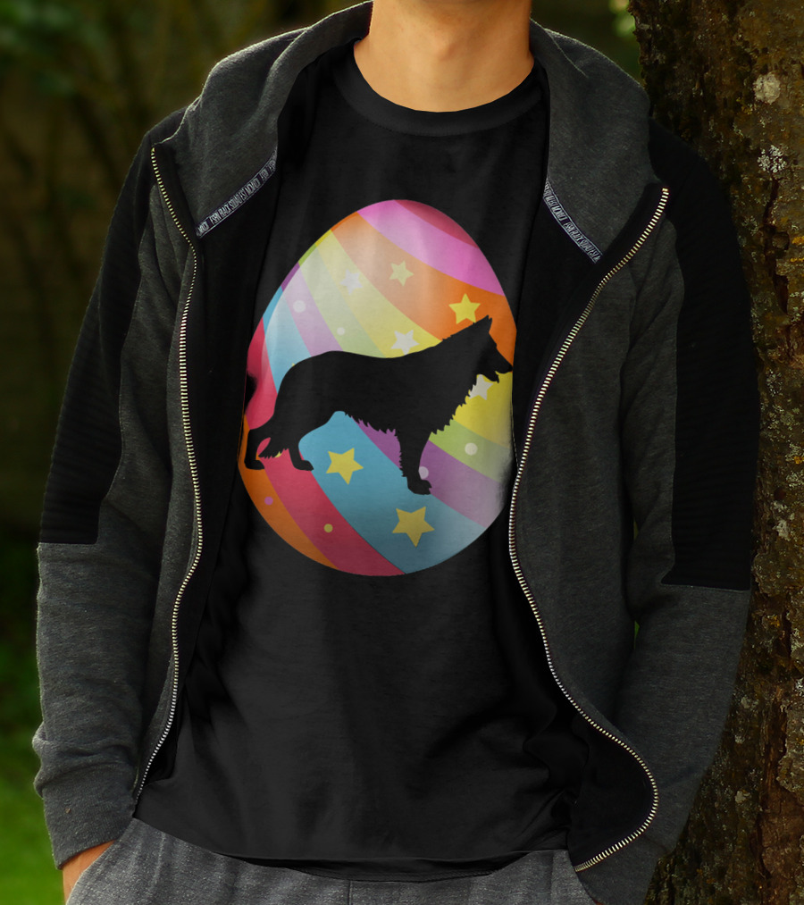 German Shepherd Rainbow Stars Easter Egg T-Shirt