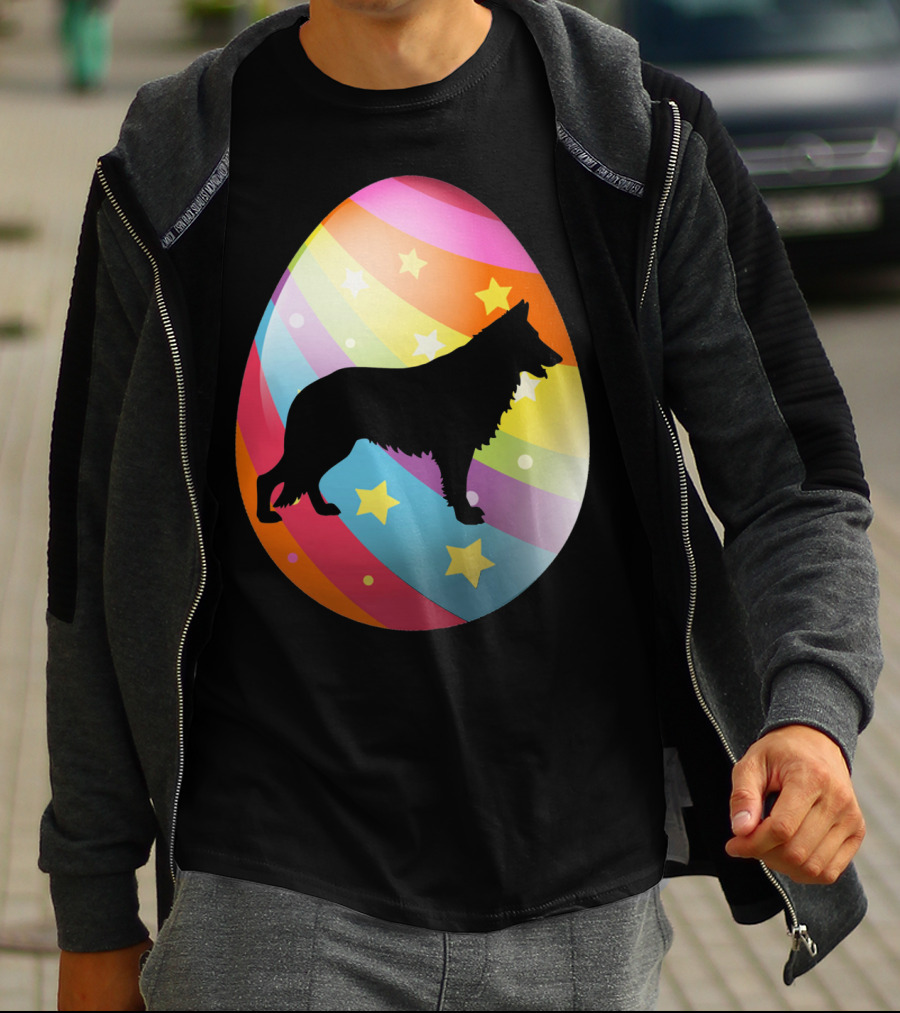 German Shepherd Rainbow Stars Easter Egg T-Shirt