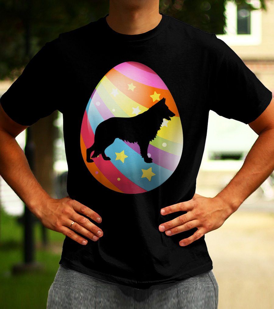 German Shepherd Rainbow Stars Easter Egg T-Shirt