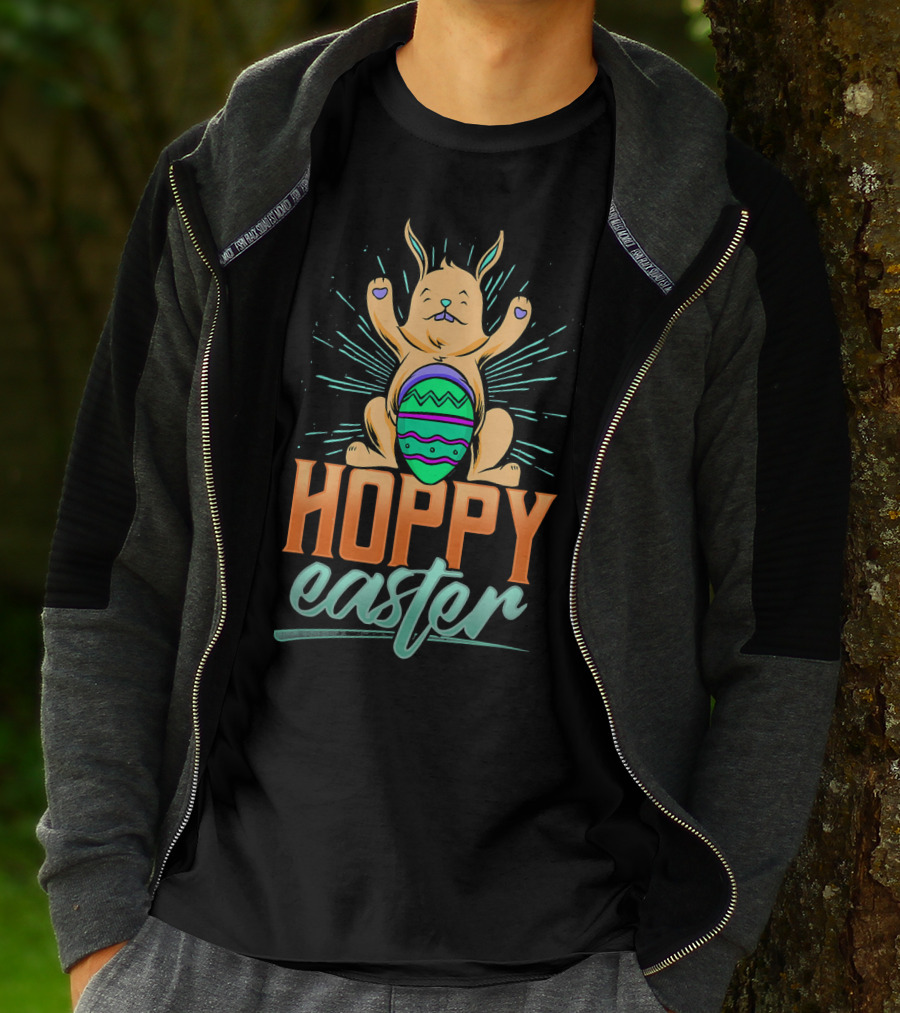 Hoppy Easter Cute Bunny With Easter Egg T-Shirt