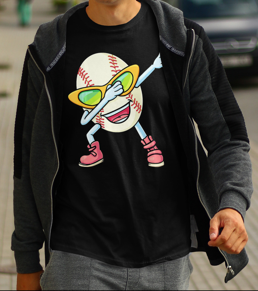 Funny Dabbing Baseball Easter Egg Cartoon T-Shirt