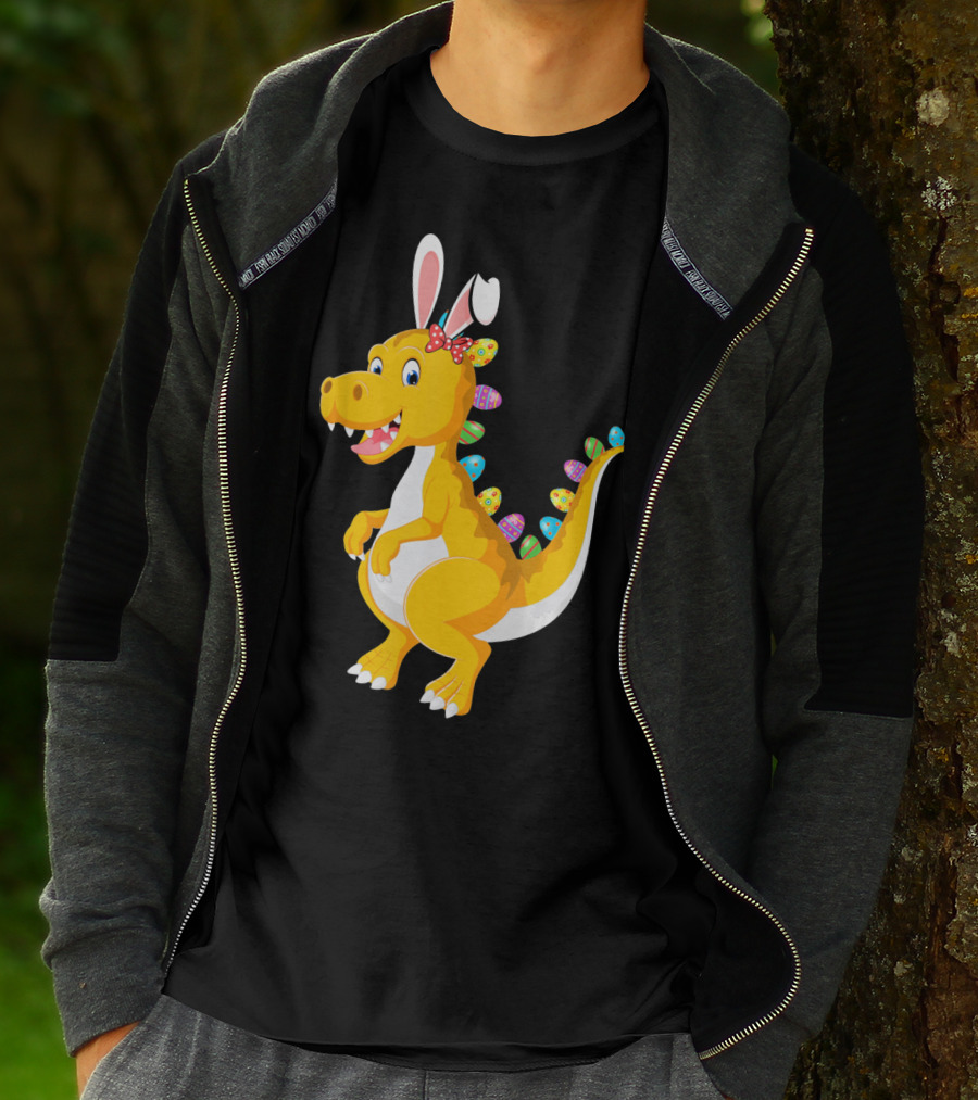Dinosaur Rex With Bunny Ears And Easter Eggs T-Shirt