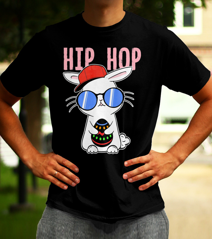 Cool Hip Hop Easter Bunny With Eggs In Sunglasses And Cap T-Shirt