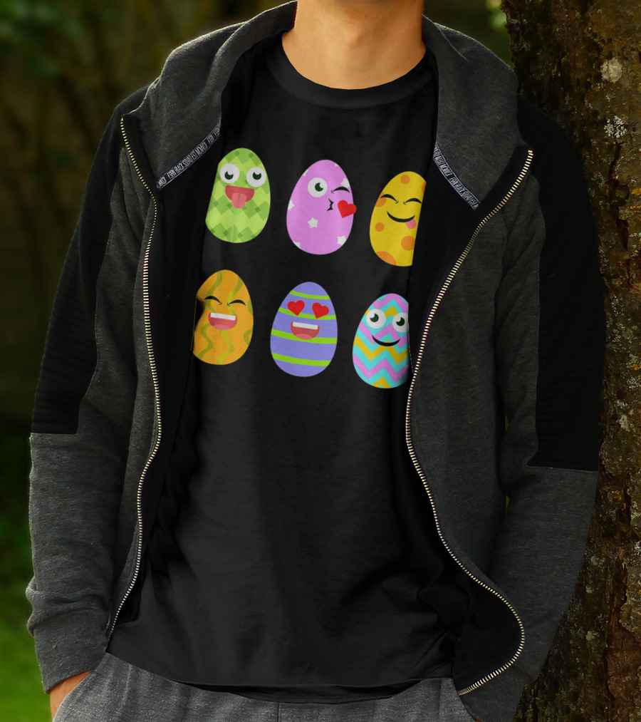FUNNY EASTER EGG Emoticons Colorful Expressions Collection T-Shirt