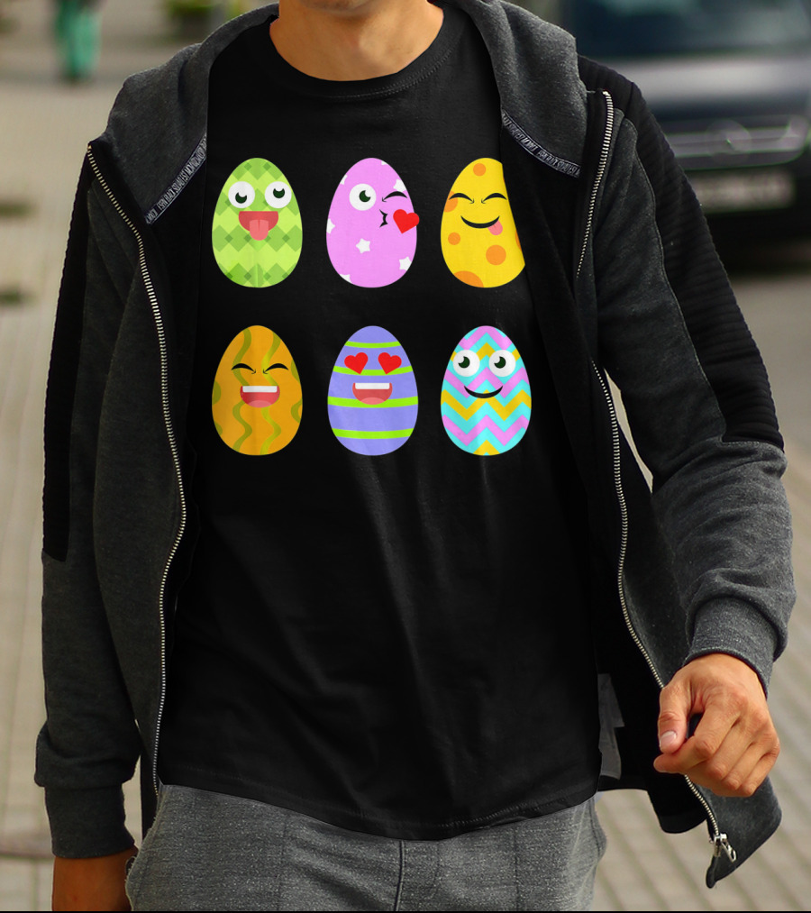 FUNNY EASTER EGG Emoticons Colorful Expressions Collection T-Shirt