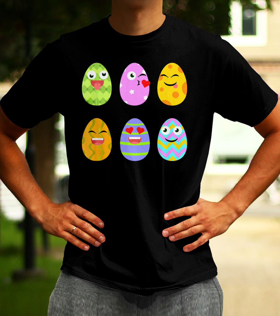 FUNNY EASTER EGG Emoticons Colorful Expressions Collection T-Shirt