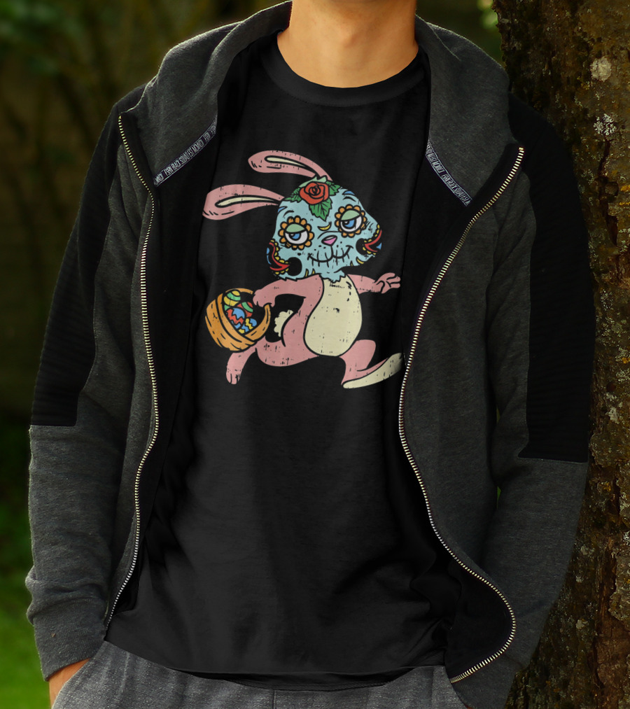 Easter Bunny Sugar Skull Calavera Dia De Los Muertos T-Shirt