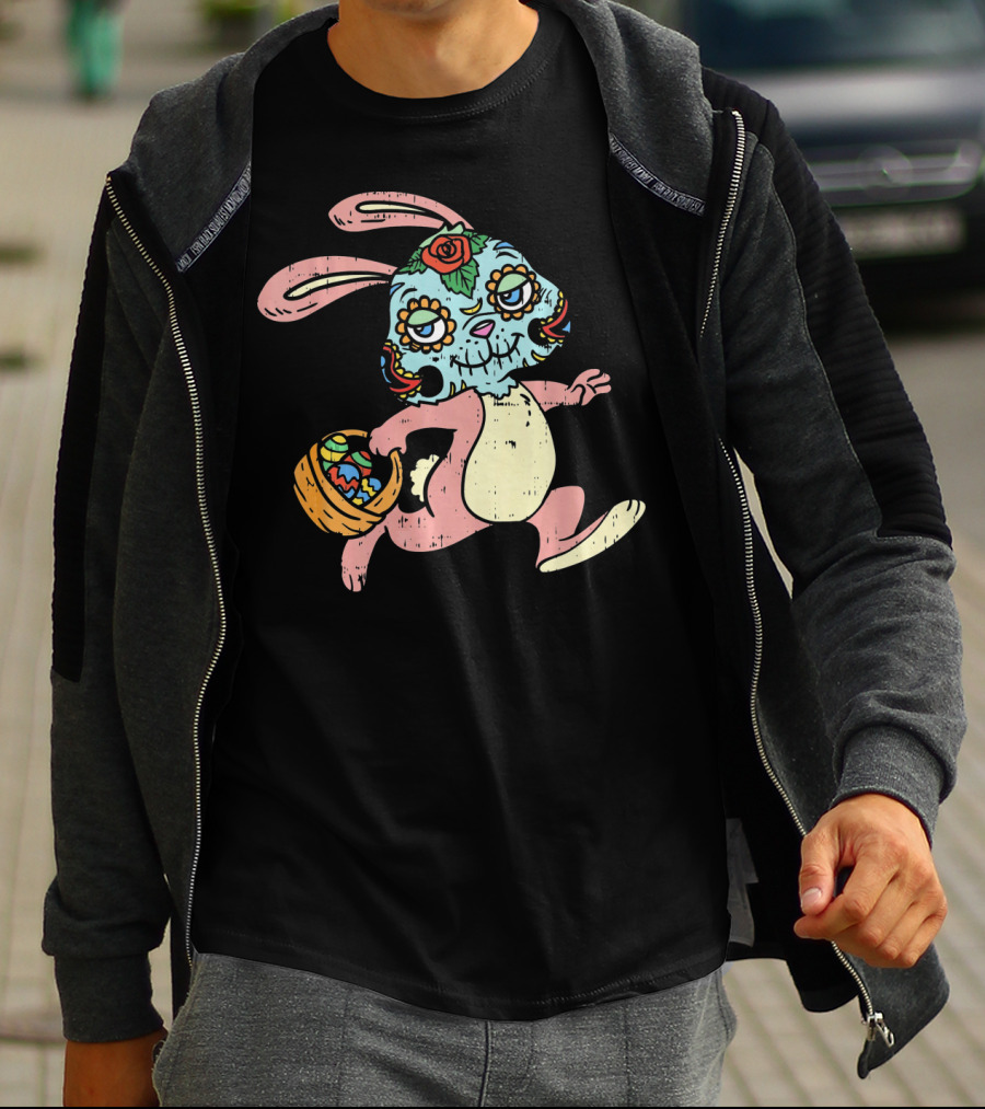 Easter Bunny Sugar Skull Calavera Dia De Los Muertos T-Shirt