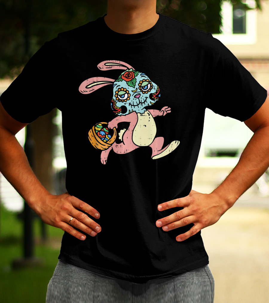 Easter Bunny Sugar Skull Calavera Dia De Los Muertos T-Shirt