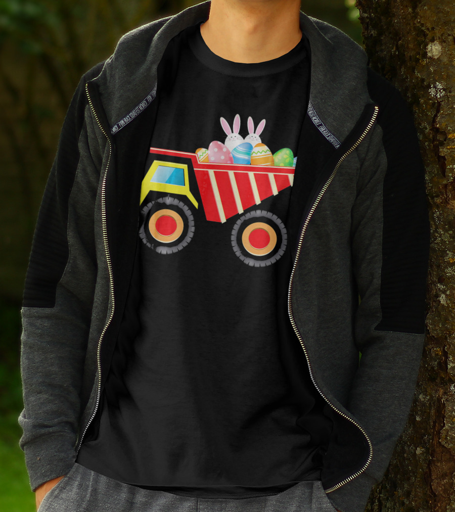 Dump Truck Carrying Easter Day Eggs With Bunny Ears T-Shirt