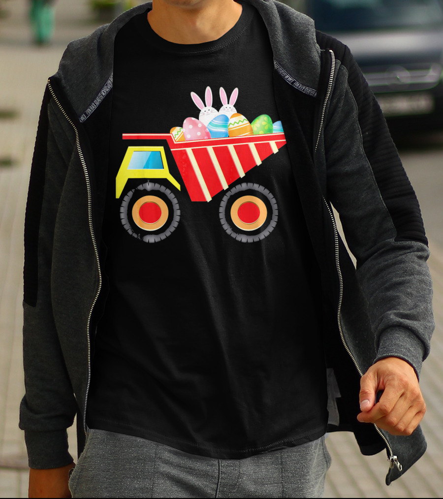 Dump Truck Carrying Easter Day Eggs With Bunny Ears T-Shirt
