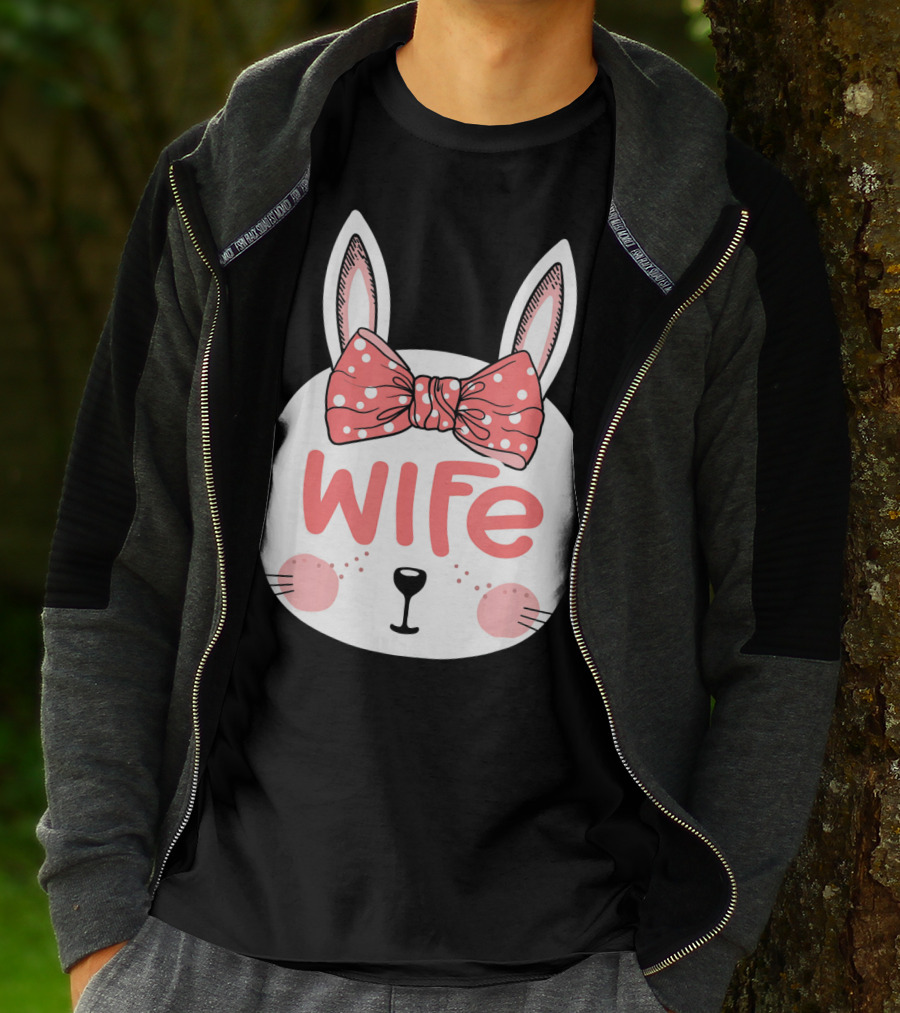 Easter Bunny Wife Pink Bow Ears Sunday T-Shirt