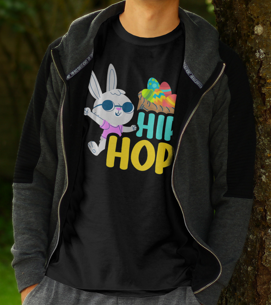 Hip Hop Bunny With Sunglasses And Easter Egg Basket T-Shirt