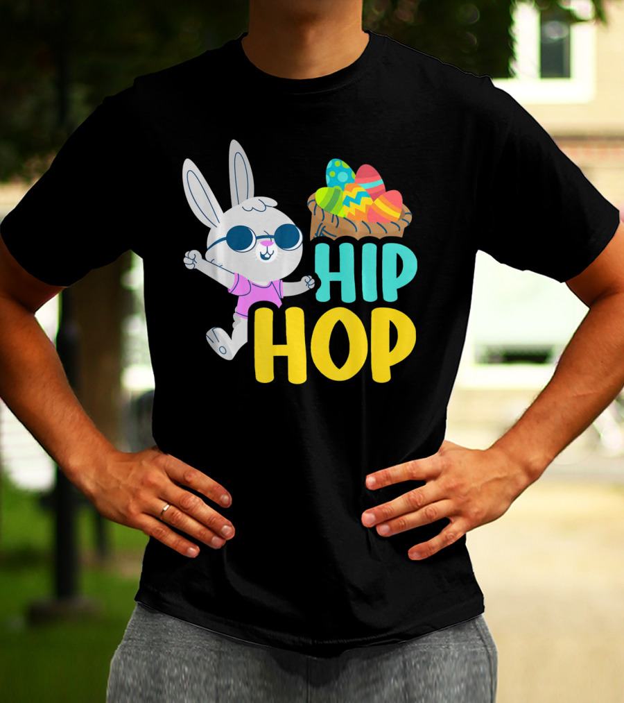 Hip Hop Bunny With Sunglasses And Easter Egg Basket T-Shirt