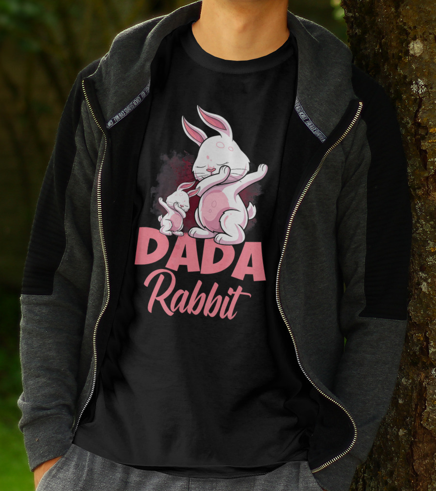 Dada Rabbit Matching Family Bunny Cute Pink Bunny Duo T-Shirt