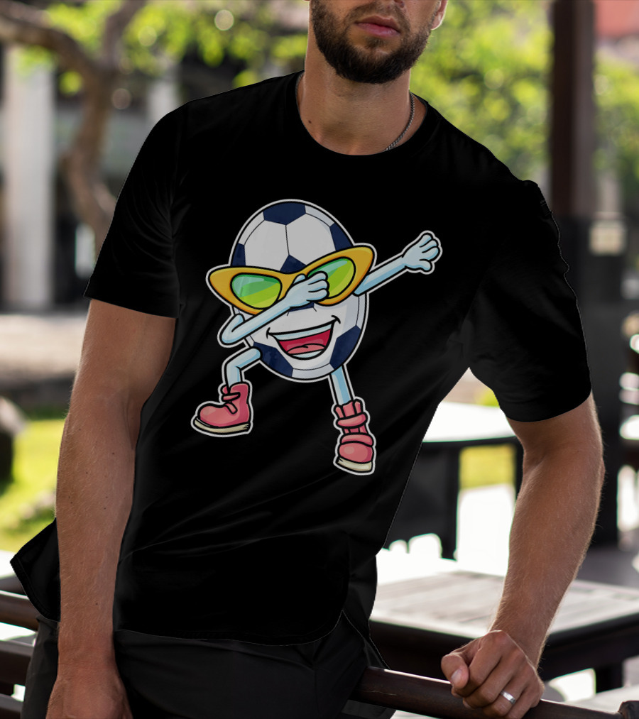 Dabbing Soccer Ball Easter Egg Cartoon With Sunglasses T-Shirt