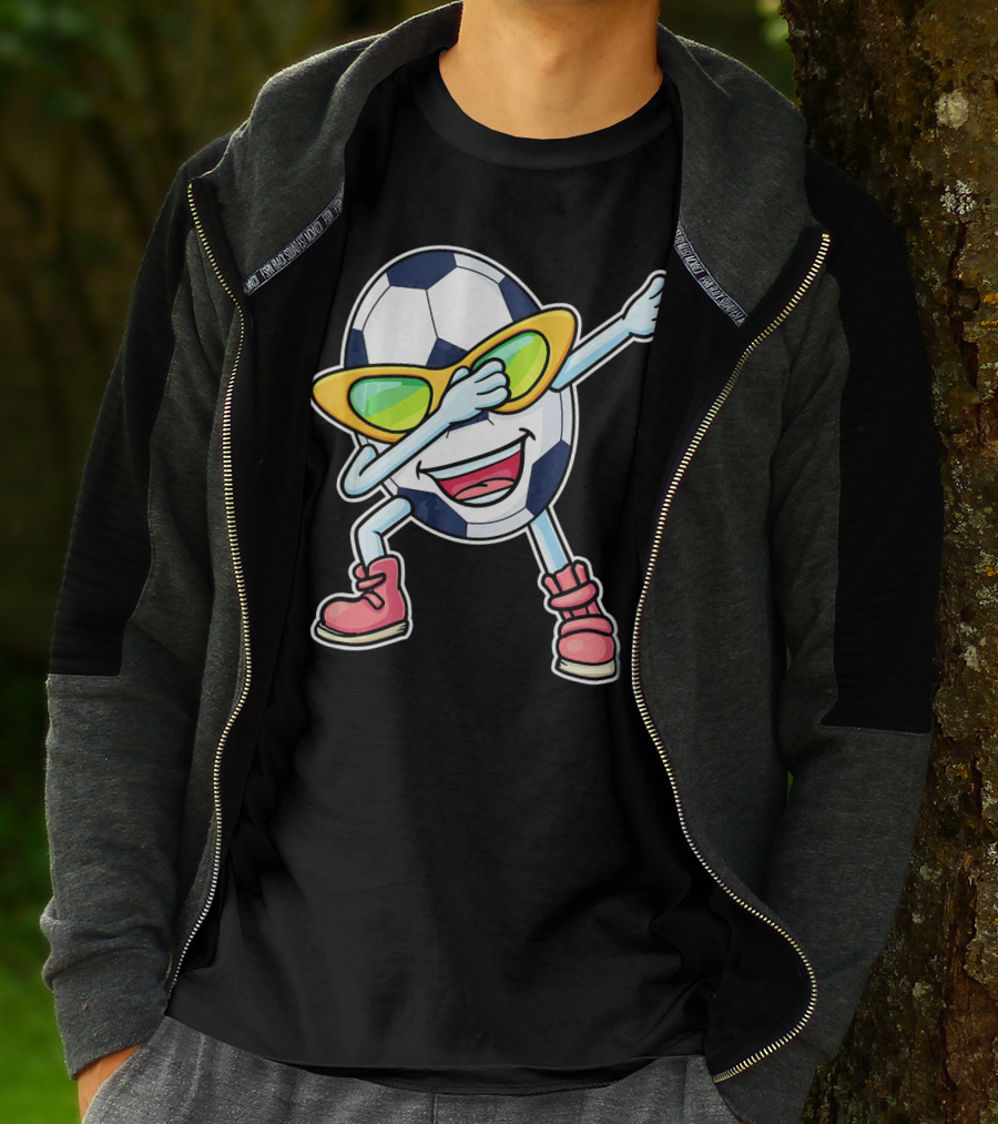 Dabbing Soccer Ball Easter Egg Cartoon With Sunglasses T-Shirt