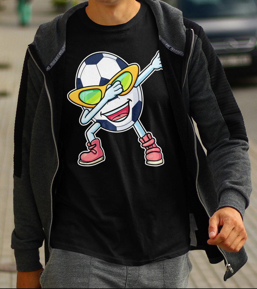 Dabbing Soccer Ball Easter Egg Cartoon With Sunglasses T-Shirt
