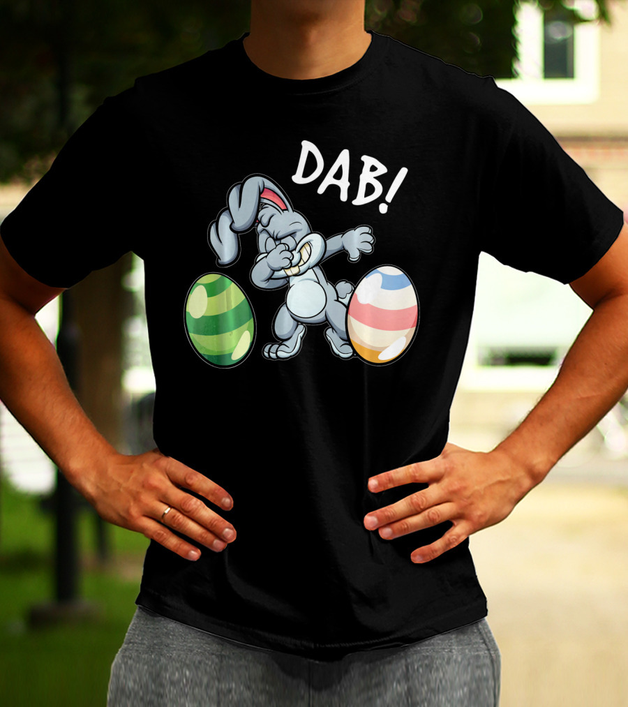 Easter Bunny Dab With Colorful Eggs T-Shirt