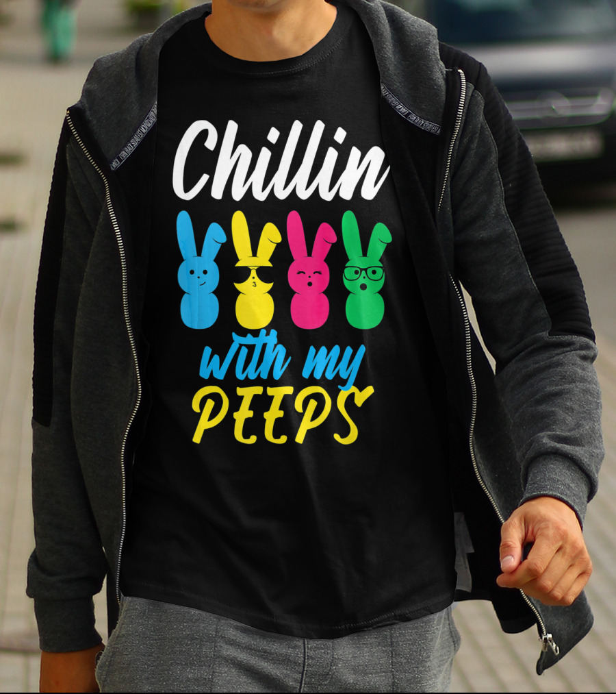 Chillin With My Peeps Colorful Easter Bunny T-Shirt