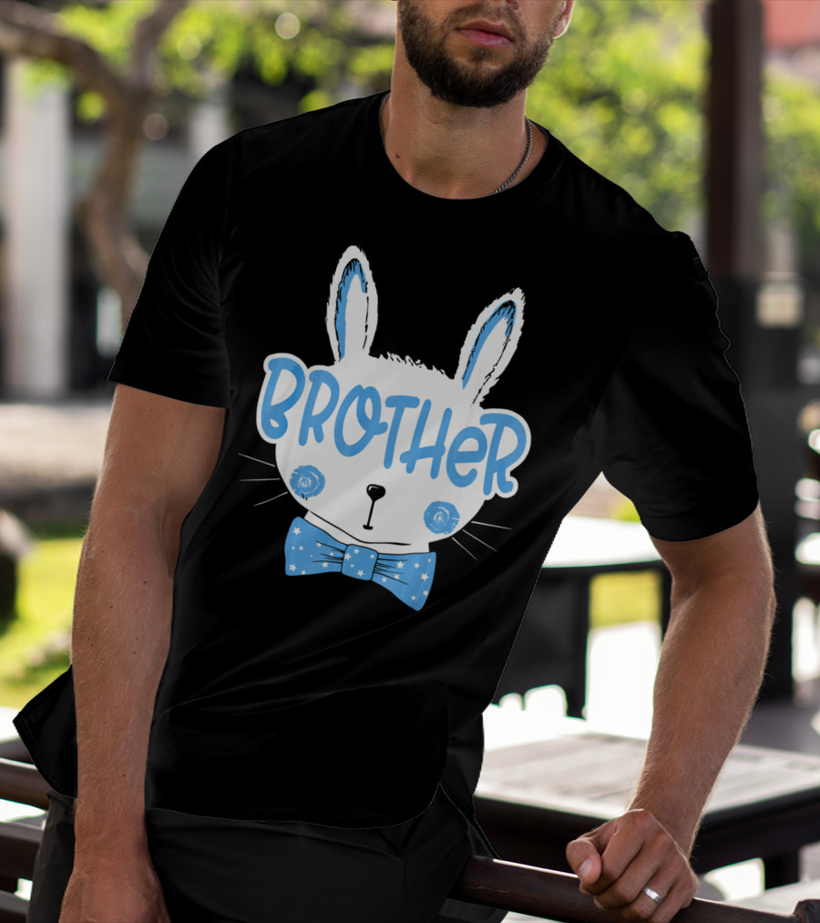 Brother Blue Easter Bunny Star Bowtie T-Shirt