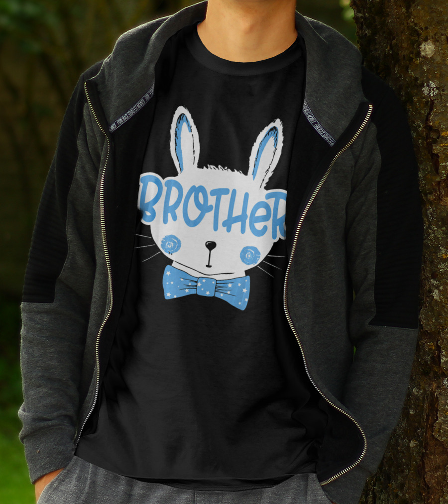 Brother Blue Easter Bunny Star Bowtie T-Shirt