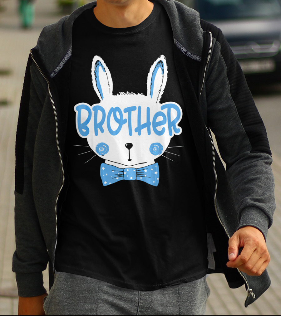Brother Blue Easter Bunny Star Bowtie T-Shirt