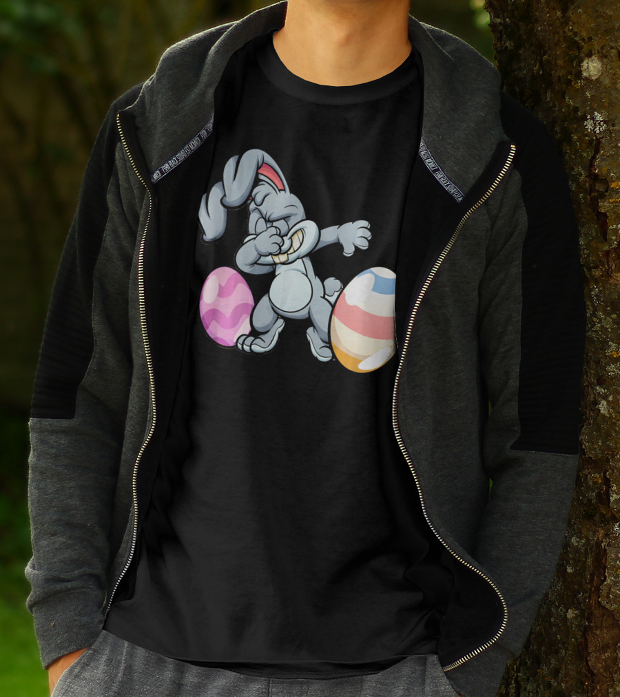 Hilarious Dabbing Easter Bunny Rabbit With Colorful Easter Eggs T-Shirt