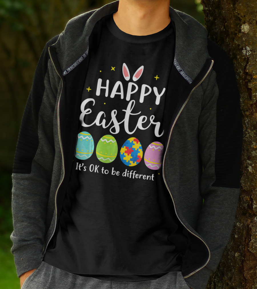 Happy Easter Bunny Puzzle Egg It's OK To Be Different T-Shirt