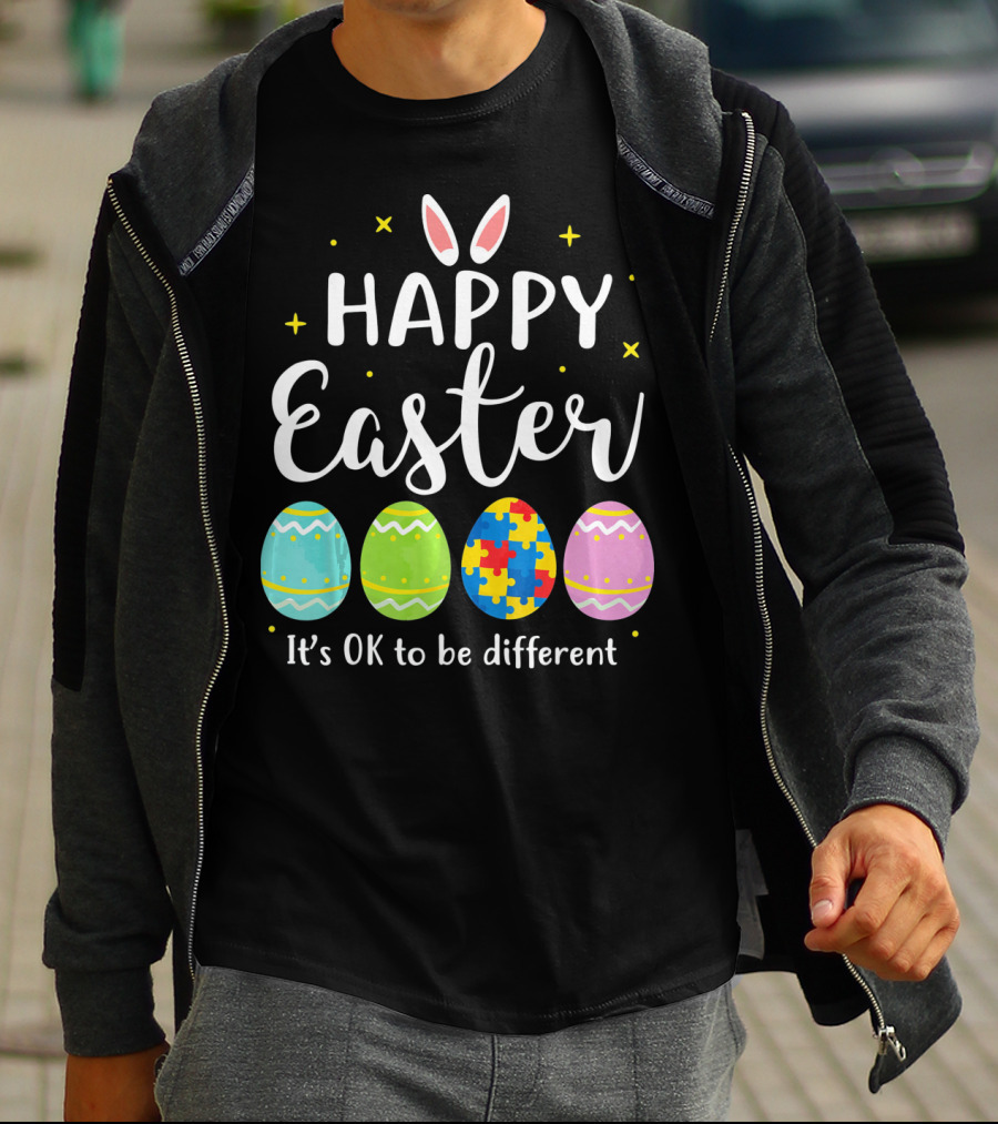 Happy Easter Bunny Puzzle Egg It's OK To Be Different T-Shirt