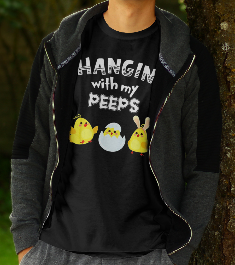 Hangin' With My Peeps Cute Chickens And Bunny T-Shirt