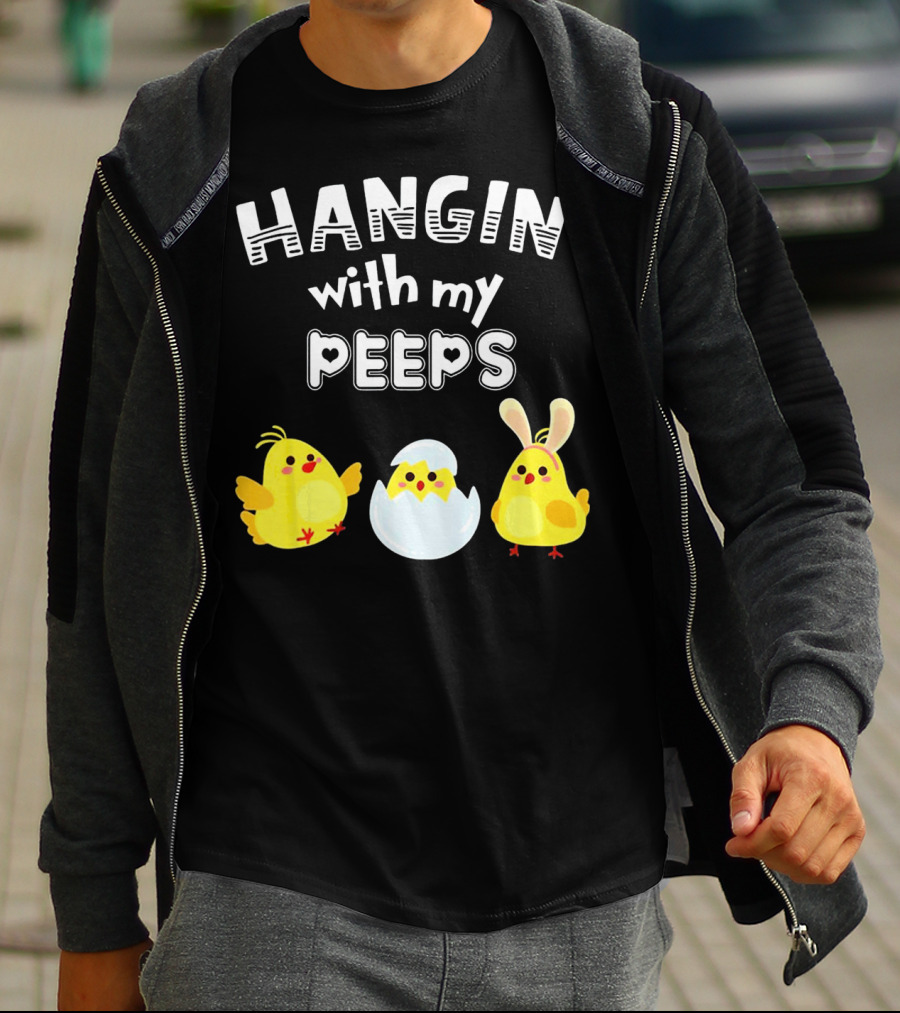 Hangin' With My Peeps Cute Chickens And Bunny T-Shirt