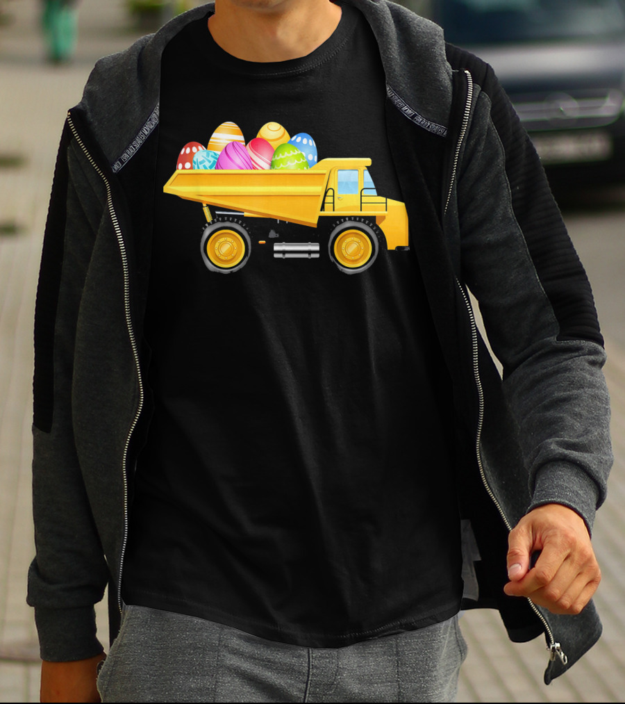 Dump Truck Carrying Colorful Easter Eggs T-Shirt