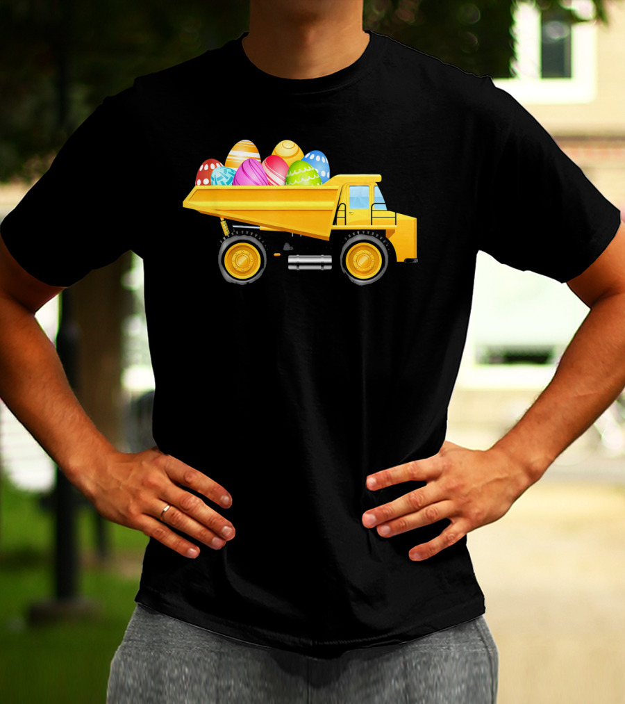 Dump Truck Carrying Colorful Easter Eggs T-Shirt