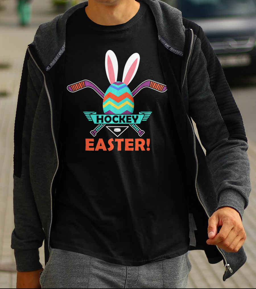 Hockey Easter Egg Bunny Boys Girl Easter T-Shirt