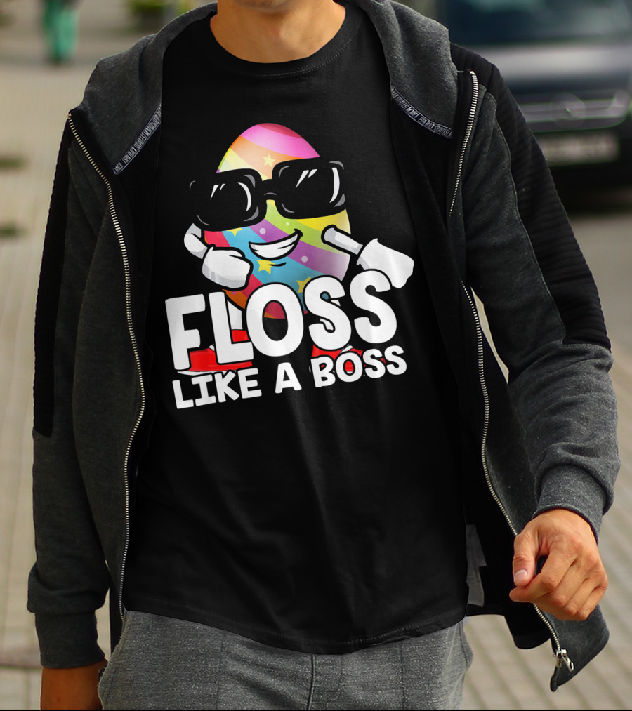 Floss Like A Boss Rainbow Egg With Sunglasses T-Shirt