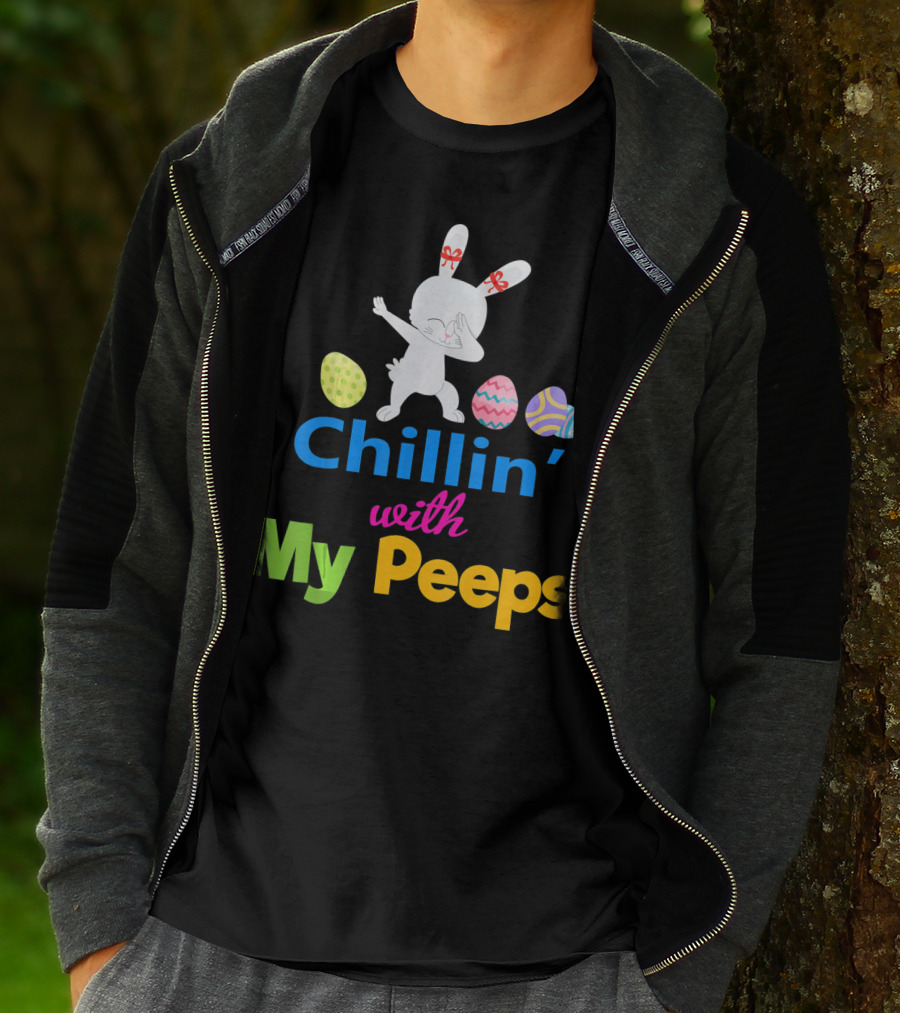 Chillin With My Peeps Dabbing Bunny Easter Eggs T-Shirt
