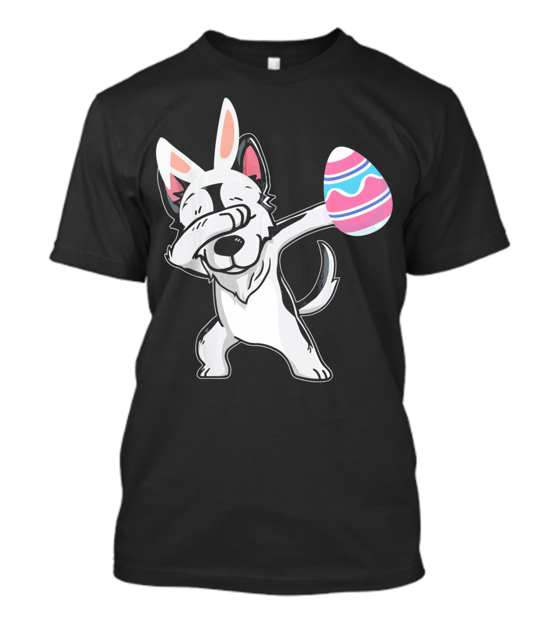 Easter Bunny Ears Dabbing Husky With Colorful Egg T-Shirt