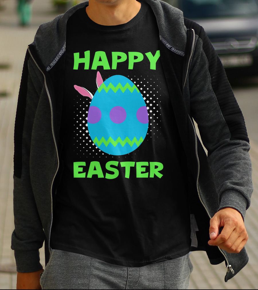 Happy Easter Colorful Egg Bunny Ears T-Shirt